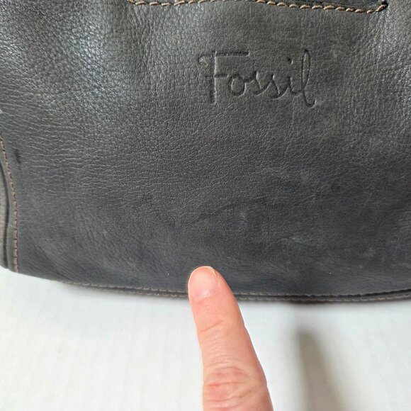 Fossil Purse Gray Blue Leather Hobo Boho Shoulder Bag PATINA FADE - Picture 4 of 16